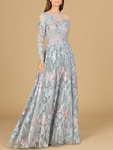 Load image into Gallery viewer, Illusion Neck, Long Sleeve Ballgown