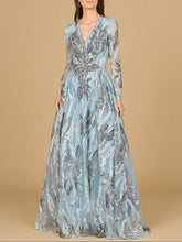Load image into Gallery viewer, Long Sleeve V-Neck A-Line Gown