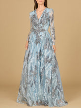 Load image into Gallery viewer, Long Sleeve V-Neck A-Line Gown