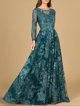 Load image into Gallery viewer, Long Sleeve, Illusion Neck Gown