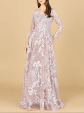 Load image into Gallery viewer, Long Sleeve, Illusion Neck Gown