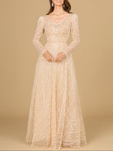 Load image into Gallery viewer, Long Sleeve V-Neck Ballgown