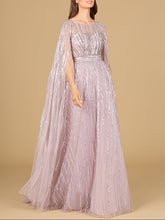 Load image into Gallery viewer, A-line Gown with Long Cape Sleeves