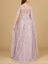 Load image into Gallery viewer, A-line Gown with Long Cape Sleeves