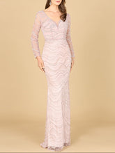 Load image into Gallery viewer, Long Sleeve Lace Fitted Gown