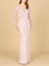 Load image into Gallery viewer, Long Sleeve Lace Fitted Gown
