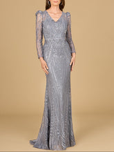Load image into Gallery viewer, Long Sleeve Sheath Gown with Juliet Sleeves