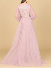 Load image into Gallery viewer, Long Sleeve Lace Gown with Removable Over Skirt