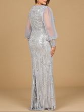 Load image into Gallery viewer, Long Sleeve Lace Gown with Removable Over Skirt