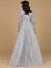 Load image into Gallery viewer, Long Sleeve Lace Gown with Removable Over Skirt