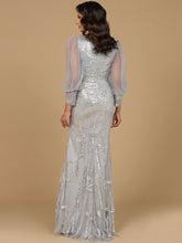 Load image into Gallery viewer, Long Sleeve Lace Gown with Removable Over Skirt