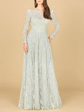 Load image into Gallery viewer, Long Sleeve Beaded Lace Gown