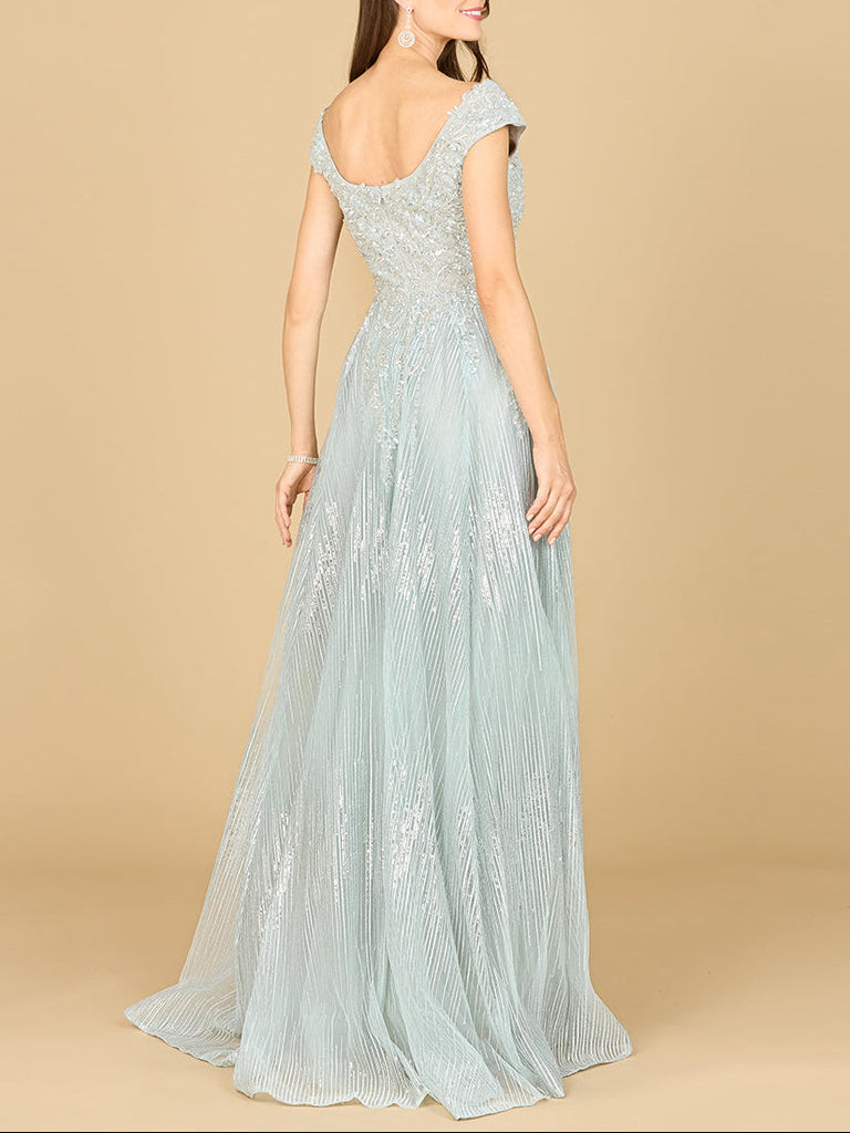 Cap Sleeve Lace Ballgown