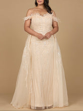 Load image into Gallery viewer, Off Shoulder Gown with Feathers