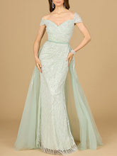 Load image into Gallery viewer, Classic Off Shoulder Overskirt Gown