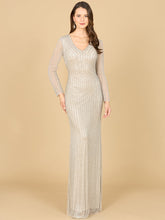 Load image into Gallery viewer, Classic V-Neck Beaded Long Sleeve Gown