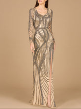 Load image into Gallery viewer, Cascading Beads Long Sleeve Dress - OUTLET