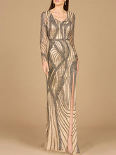 Load image into Gallery viewer, Cascading Beads Long Sleeve Dress - OUTLET