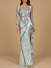 Load image into Gallery viewer, Cascading Beads Long Sleeve Dress - OUTLET