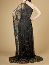 Load image into Gallery viewer, One Shoulder Cape Sleeve Gown