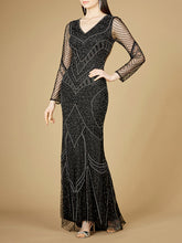 Load image into Gallery viewer, Long Sleeve Beaded Dresses with Sheer Sleeves - OUTLET