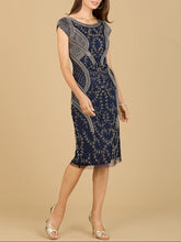Load image into Gallery viewer, Cap Sleeve Midi Gown with High Neckline