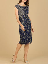 Load image into Gallery viewer, Cap Sleeve Midi Gown with High Neckline