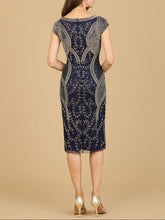 Load image into Gallery viewer, Cap Sleeve Midi Gown with High Neckline