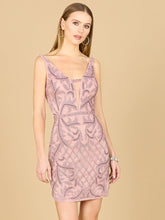 Load image into Gallery viewer, Deep V-Neck Beaded Mini Dress with Low Back