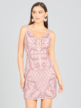 Load image into Gallery viewer, Deep V-Neck Beaded Mini Dress with Low Back