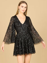 Load image into Gallery viewer, Bell Sleeve Sequin Cocktail Dress