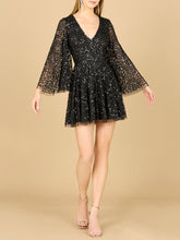 Load image into Gallery viewer, Bell Sleeve Sequin Cocktail Dress
