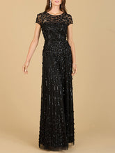 Load image into Gallery viewer, 3D Floral Embellished Cap Sleeve Gown | 29181