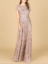 Load image into Gallery viewer, 3D Floral Embellished Cap Sleeve Gown | 29181
