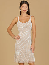 Load image into Gallery viewer, Cowl Back Ivory Beaded Cocktail Dress