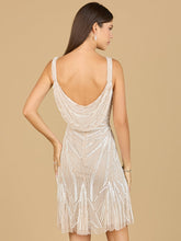 Load image into Gallery viewer, Cowl Back Ivory Beaded Cocktail Dress