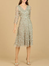Load image into Gallery viewer, Flowing, 3D Embroidered Midi Dress with Sleeves