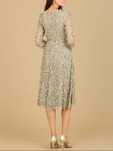 Load image into Gallery viewer, Flowing, 3D Embroidered Midi Dress with Sleeves