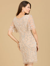 Load image into Gallery viewer, Beaded Short Dress with Cape Sleeves  - OUTLET