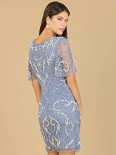 Load image into Gallery viewer, Beaded Short Dress with Cape Sleeves  - OUTLET