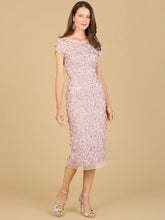 Load image into Gallery viewer, 3D Applique Midi Dress with Cap Sleeves
