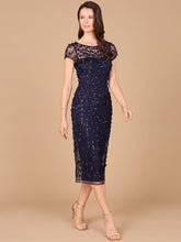 Load image into Gallery viewer, 3D Applique Midi Dress with Cap Sleeves