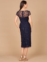 Load image into Gallery viewer, 3D Applique Midi Dress with Cap Sleeves