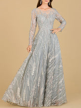 Load image into Gallery viewer, Long Sleeve Illusion Neck Gown