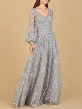 Load image into Gallery viewer, V Neckline Long Sleeve Gown