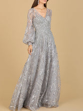 Load image into Gallery viewer, V Neckline Long Sleeve Gown