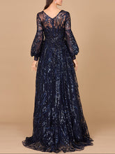 Load image into Gallery viewer, V Neckline Long Sleeve Gown