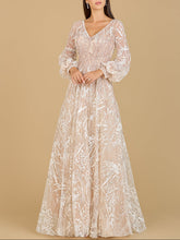 Load image into Gallery viewer, V Neckline Long Sleeve Gown