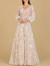 Load image into Gallery viewer, V Neckline Long Sleeve Gown