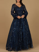 Load image into Gallery viewer, V Neckline Long Sleeve Gown